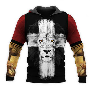 FUNSTUFFPRINT Fear Not For Jesus The Lion Of Judah Has Triumphed 3D Hoodie and Zip Hoodie