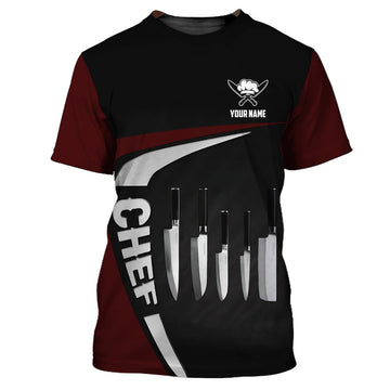 FUNSTUFFPRINT Chef Shirt Custom Cook Zipper Hoodie Black & Red 3D T-shirt