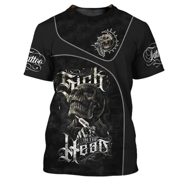 FUNSTUFFPRINT Tattoo Artist Shop Personalized Name Skull Tattoo T-Shirt, Gift For Tattoo Artist 3D T-shirt