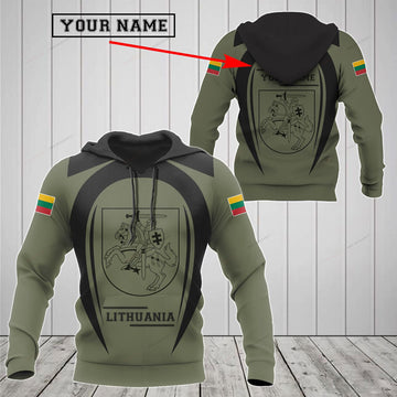 FUNSTUFFPRINT Customize Lithuania Black Coat Of Arms 3D Hoodie and Zip Hoodie