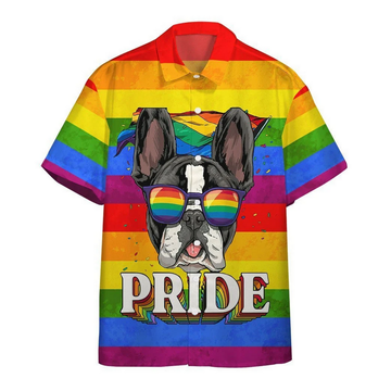Dog Pride 3D Shirt Awesome Dog Lover LGBT Flag Pride Hawaiian Shirt, Hawaiian Pride