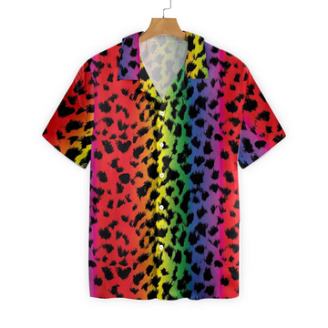 3D Shirt For Gay, Cool Leopard Skin With Rainbow Color LGBT Hawaiian Shirt