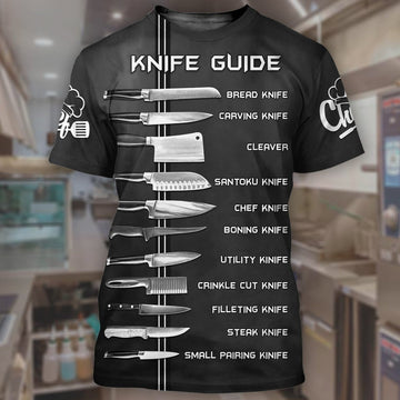 FUNSTUFFPRINT Knife Guide Chef NP8 All Over Printed Unisex Shirt, Chef Shirt, Cook RestauranT-Shirt, Chef Lover Shirt 3D T-shirt