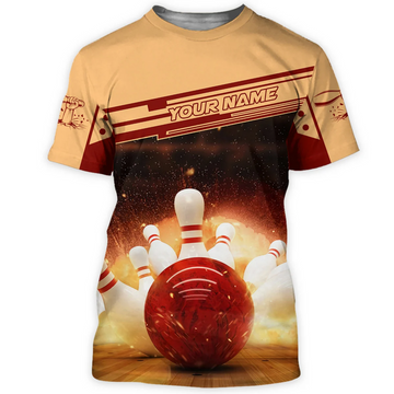 FUNSTUFFPRINT Personalized 3D All Over Print Bowling Shirt Men Women Gift For Bowling Lovers 3D T-shirt