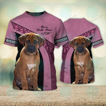 FUNSTUFFPRINT Rhodesian Ridgeback Love Pink Never Walk Alone 3D Full Print Christmas Shirts 3D T-shirt