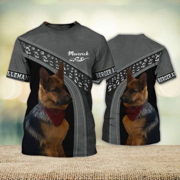 FUNSTUFFPRINT Berger Allemand Love Never Walk Alone 3D Full Print T-Shirt, Shirt For Dog Lovers, Dog Memorial Gifts for loss of Dog 3D T-shirt