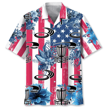 Disc Golf USA Nature Hawaiian Shirt, Flag Hawaiian Shirt