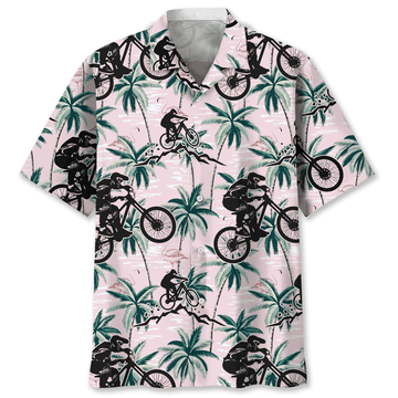 Mountain Bike Tropical Pink Hawaiian Shirt, Gift for Men Women Love Bike
