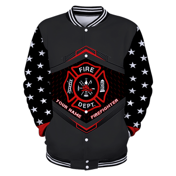 FUNSTUFFPRINT Customize Name Firefighter 3D Baseball Jacket