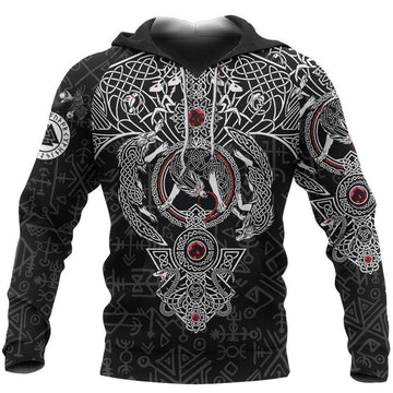 FUNSTUFFPRINT Vikings Fenrir Skoll And Hati Valknut Raven 3D Hoodie and Zip Hoodie