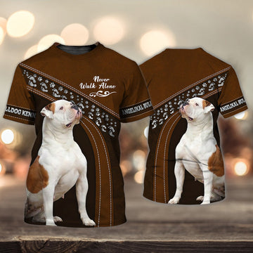 FUNSTUFFPRINT Angelikal Bulldog Kennels Lover Never Walk Alone, Shirt For Dog Lovers, Dog Memorial Gifts for loss of Dog 3D T-shirt