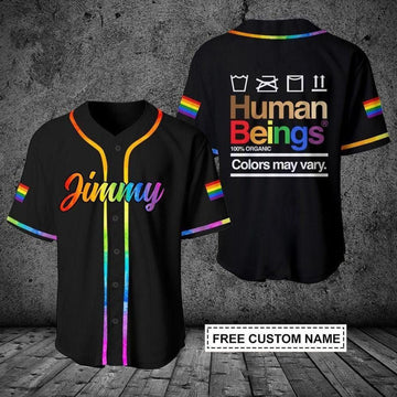 Custom LGBT Human Beings Color May Vary Personalized Baseball Jersey