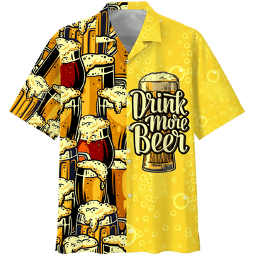 Beer Summer Hawaiian Shirt, Drink More Beer Watercolor Hawaiian Shirt, Hawaii shirts mens
