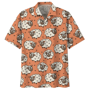 Orange Sheep Illustration Design Hawaiian Shirt