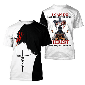 FUNSTUFFPRINT Jesus Welder Jesus All Over Printed Unisex Customized Shirts, Jesus Welder Shirt 3D T-shirt