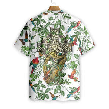 Celtic cross Irish St. Patrick's Hawaiian Shirt, Shamrock Shirt, Irish Day Hawaiian Shirt