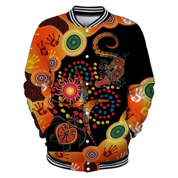 FUNSTUFFPRINT Aboriginal Naidoc Week 2021 Turtle Lizard 3D Baseball Jacket