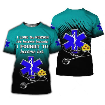 FUNSTUFFPRINT Black and Green Sunflower Nurse 3D Shirt, Nurse Apparel Gift Idea For Nurse 3D T-shirt