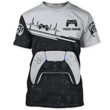 FUNSTUFFPRINT Custom Name 3D Print Gamer Shirt, Gaming T-Shirt, Gamer Uniform 3D T-shirt