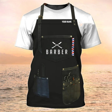 FUNSTUFFPRINT Barber T-Shirt Custom Barber Apron 3D Print 3D T-shirt