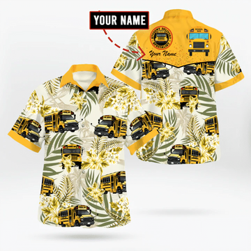 Custom Men's School Bus Driver Hawaiian shirt, Bus Driver Hawaii shirt, Summer Gift for Driver