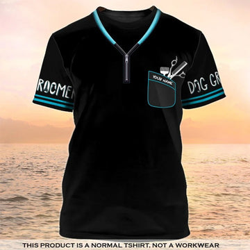 FUNSTUFFPRINT Dog Groomer 3D T-Shirt Grooming Badass Custom Shirts Pet Salon Uniform Black 3D T-shirt