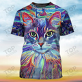 3D Cat Art T-Shirt
