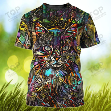 Cat Art Many Color 3D All Over Print T-Shirt
