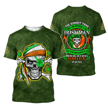 FUNSTUFFPRINT Irish Skull Shamrock St Patrick Day Unisex Shirts Hoodie 3D All Over Printed 3D T-shirt