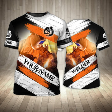 FUNSTUFFPRINT 3D All Over Print Welder Shirt, Personalized Name 3D T-Shirt for Man, Welder Shirt Gift 3D T-shirt