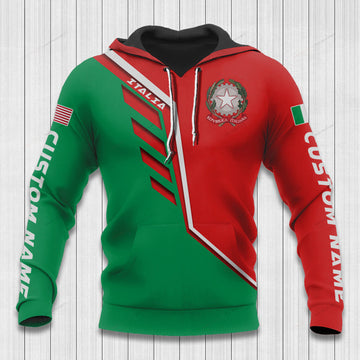 FUNSTUFFPRINT Custom Name Italy Hoodie Italy Flag Wing 3D Hoodie and Zip Hoodie