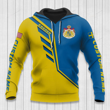 FUNSTUFFPRINT Custom Name Sweden Hoodie Sweden Flag Wing 3D Hoodie and Zip Hoodie
