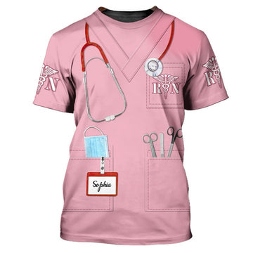 FUNSTUFFPRINT 3D All Over Print Pink Tool Nurse Shirt, One a Nurse Always a Nurse 3D T-Shirt