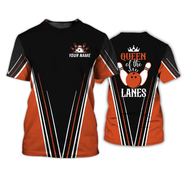 FUNSTUFFPRINT Personalized Name Bowling 3D All Over PrinT-Shirt, Bowling Shirt For Women, Queen of Land Bowling Shirt 3D T-shirt