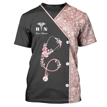 FUNSTUFFPRINT Love Nurse 3D Pink Nurse Shirts Women Nurse Shirts Life T-Shirt, Nurse Uniform Shirt 3D T-shirt