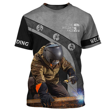 FUNSTUFFPRINT Welder 3D All Over Printed Mens T-Shirt, The Welder Face Shirt, Birthday Gift 3D T-shirt