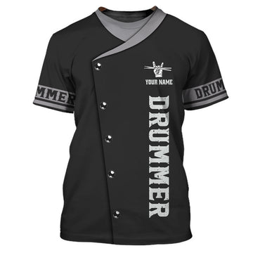 FUNSTUFFPRINT Personalized Black Drummer Tee Shirt , Trust Me I'm Drummer All Over Print 3D T-shirt