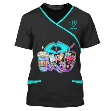FUNSTUFFPRINT Custom Nurse Uniform Nursing Tools 3D Shirts Nurse T-Shirt, Idea Gift for Nurse 3D T-shirt