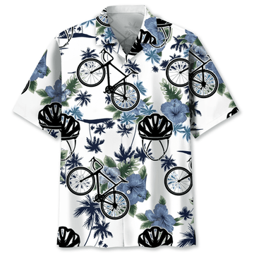 Cycling White Nature Hawaiian Shirt, Cycling Shirt, Cyclist Shirt, Bicycle Gift, Biking Gift, Bike Gift