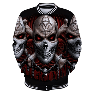 FUNSTUFFPRINT Cool Skull 3D Baseball Jacket