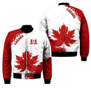 FUNSTUFFPRINT Canada Day No3 Personalized Name Pullover Premium Unisex Bomber Jacket Maple Leaf 3D Bomber Jacket