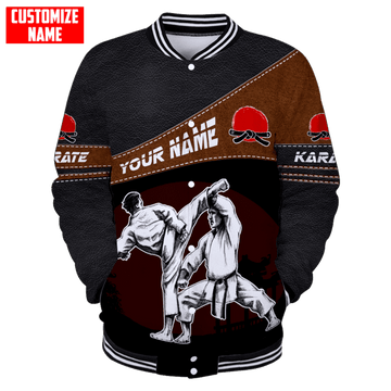 FUNSTUFFPRINT Customized Name Karate 3D Baseball Jacket