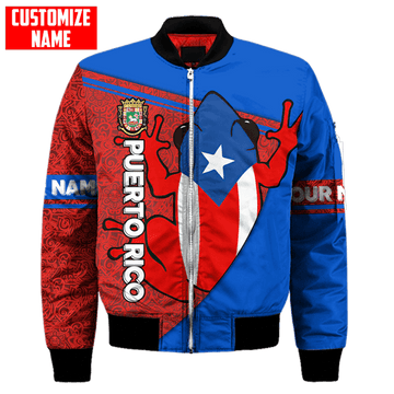 FUNSTUFFPRINT Customize Name Puerto Rico Bomber Jacket For Men And Women 3D Bomber Jacket