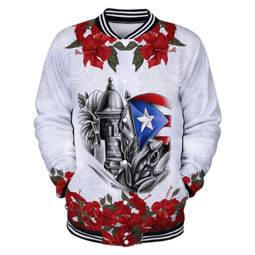 FUNSTUFFPRINT Maga Flower Puerto Rico 3D Baseball Jacket