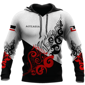 FUNSTUFFPRINT New Zealand Aotearoa Maori Fern Pattern 3D Hoodie and Zip Hoodie