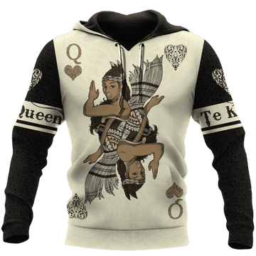 FUNSTUFFPRINT New Zealand Maori Aotearoa Queen Te Kuini 3D Hoodie and Zip Hoodie