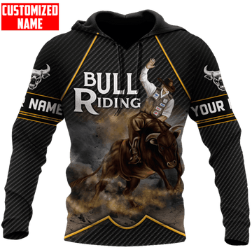 FUNSTUFFPRINT-Personalized Bull Riding Hoodie 3D Hoodie and Zip Hoodie
