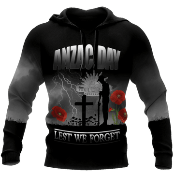 FUNSTUFFPRINT Old Soldier Remember Anzac Day Premium Unisex 3D Hoodie and Zip Hoodie
