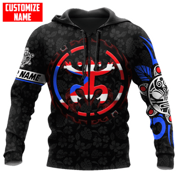 FUNSTUFFPRINT Personalized Puerto Rico Coqui Sun Taino Tattoo 3D Hoodie and Zip Hoodie