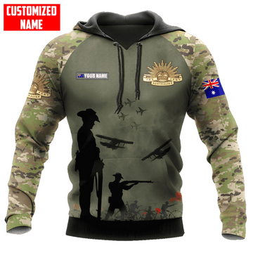 FUNSTUFFPRINT Personalized The Australian Army Camo 3D Hoodie and Zip Hoodie
